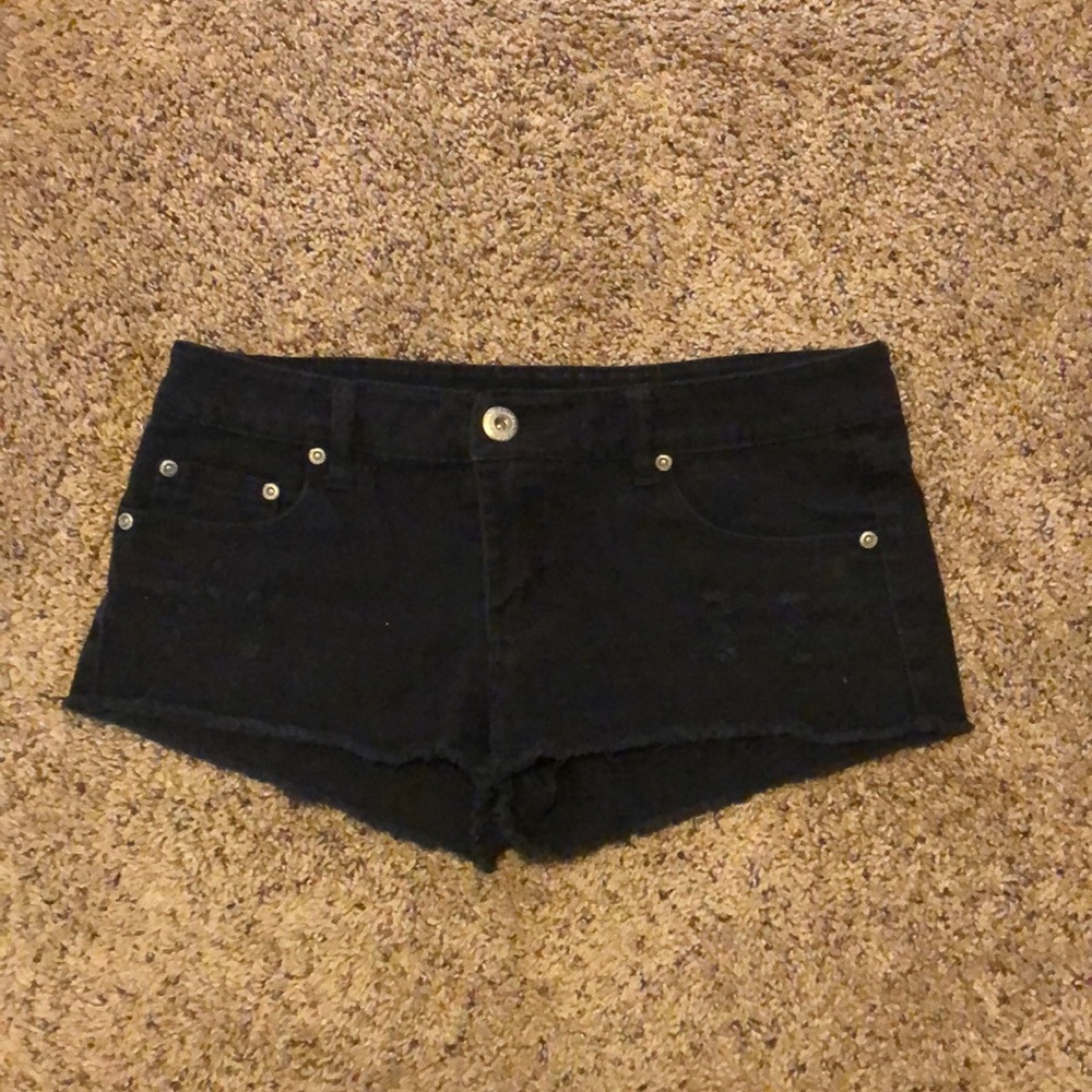 Black jean shorts